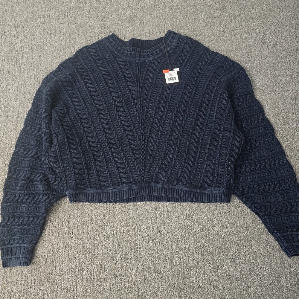 The Normal Brand Womens Navy Apres Chevron Sweater Dolman Sleeve L NWT - Picture 7 of 9
